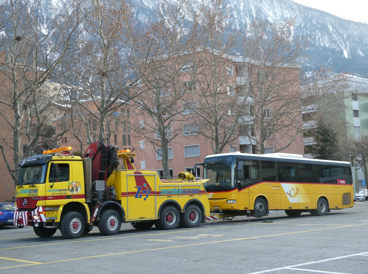 (245'611) - PostAuto Wallis - VS 540'599/PID 5175 - Irisbus (ex TMR Martigny Nr. 138) am 31. Januar 2023 in Brig, Garage