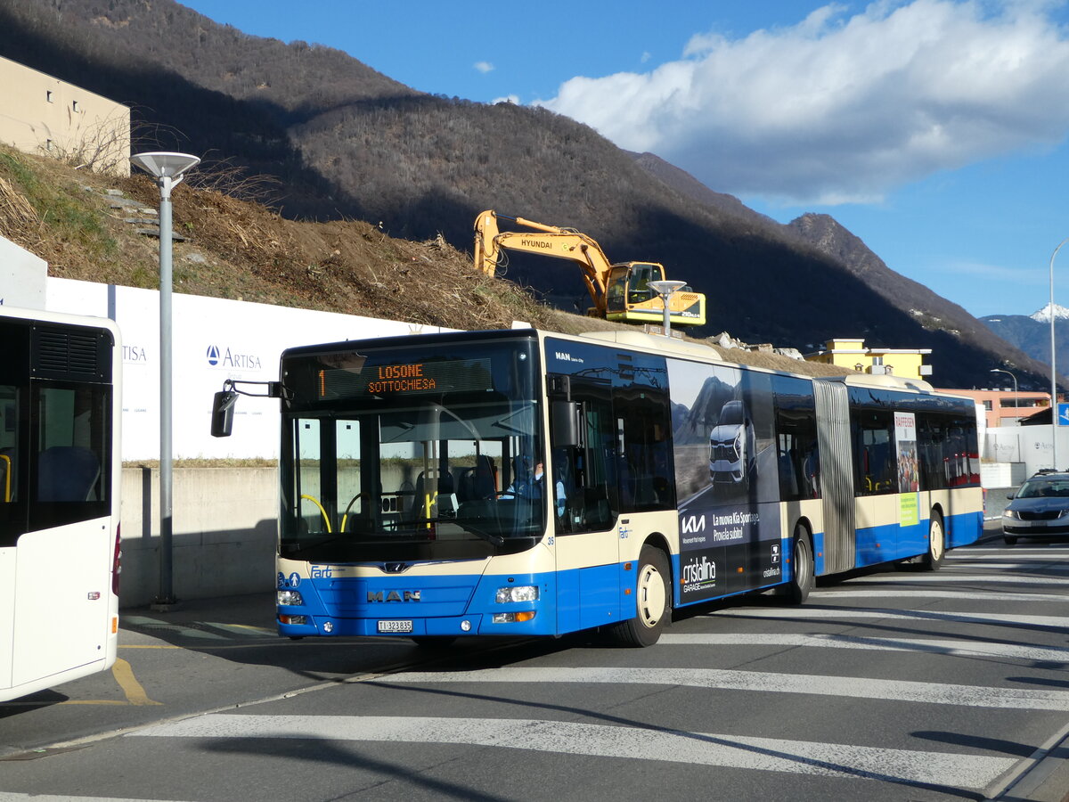 (245'825) - FART Locarno - Nr. 35/TI 323'835 - MAN am 4. Februar 2023 beim Bahnhof Tenero