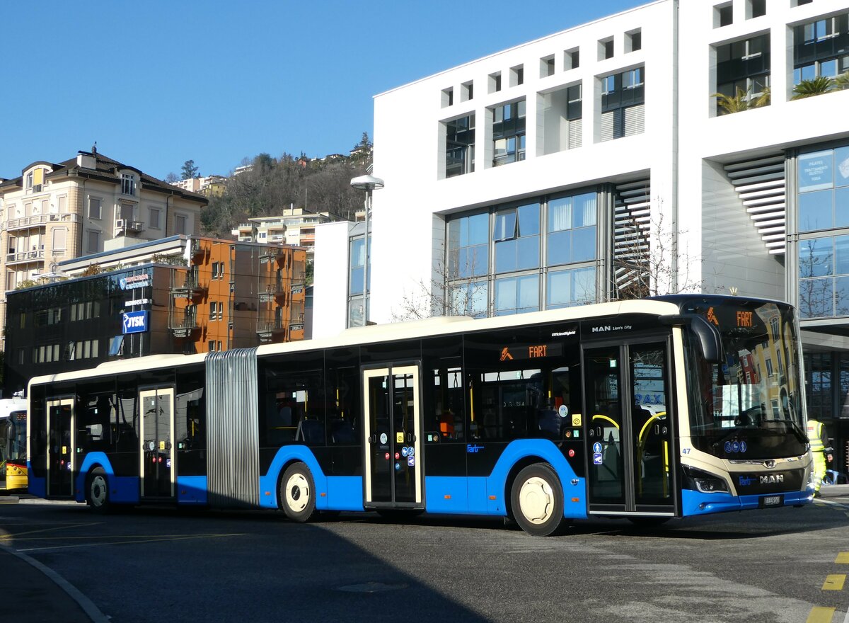 (245'891) - FART Locarno - Nr. 47/TI 339'147 - MAN am 7. Februar 2023 beim Bahnhof Locarno