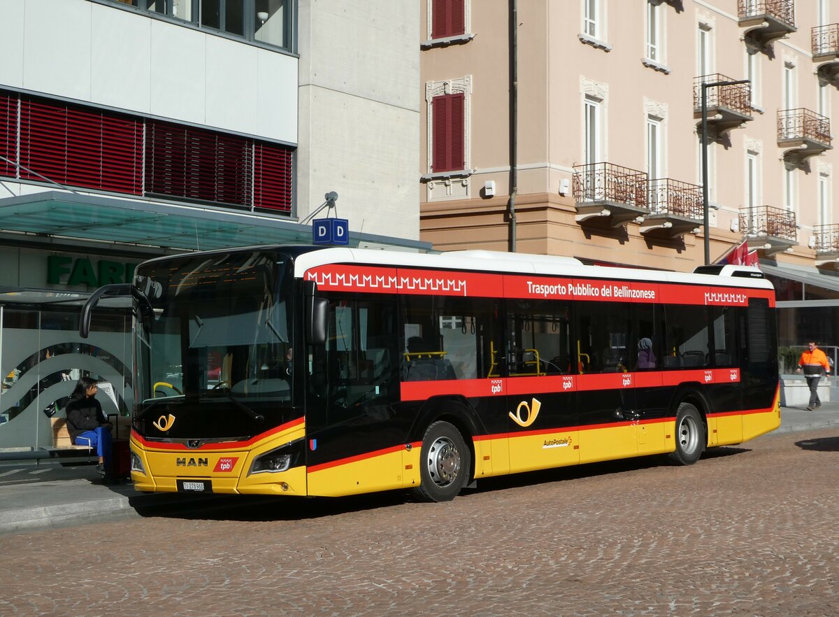 (245'908) - AutoPostale Ticino - TI 278'968/PID 11'799 - MAN am 7. Februar 2023 beim Bahnhof Bellinzona