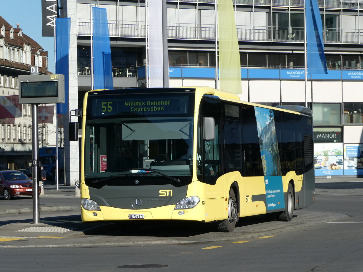 (246'085) - STI Thun - Nr. 178/BE 752'178 - Mercedes am 13. Februar 2023 beim Bahnhof Thun