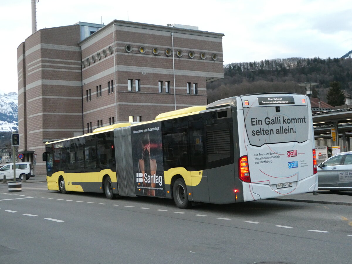 (246'190) - STI Thun - Nr. 182/BE 804'182 - Mercedes am 17. Februar 2023 beim Bahnhof Spiez