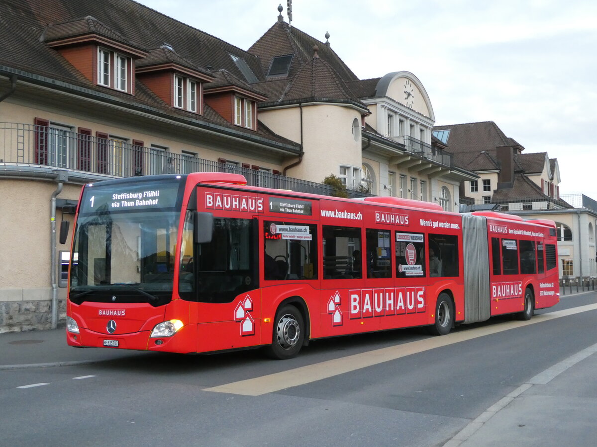 (246'192) - STI Thun - Nr. 707/BE 835'707 - Mercedes am 17. Februar 2023 beim Bahnhof Spiez