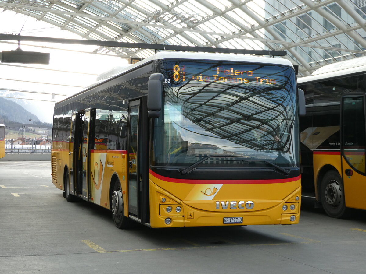 (246'553) - PostAuto Graubnden - GR 179'713/PID 11'282 - Iveco am 24. Februar 2023 in Chur, Postautostation