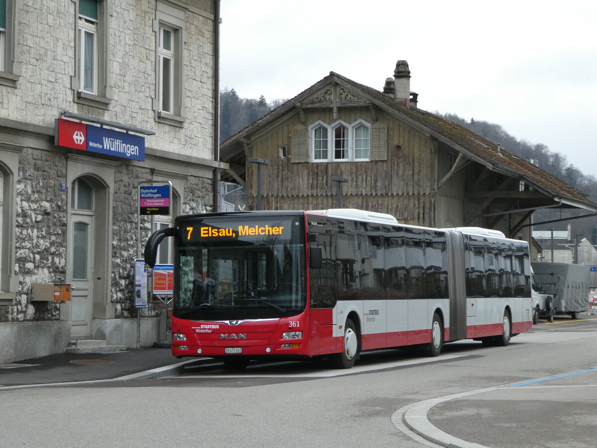 (246'560) - SW Winterthur - Nr. 361/ZH 473'361 - MAN am 25. Februar 2023 beim Bahnhof Winterthur Wlflingen