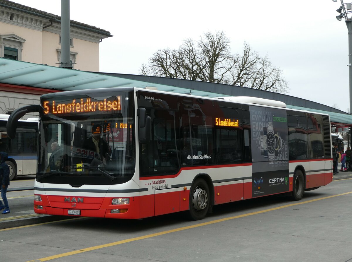 (246'599) - PostAuto Ostschweiz - TG 158'098/PID 5280 - MAN am 25. Februar 2023 beim Bahnhof Frauenfeld