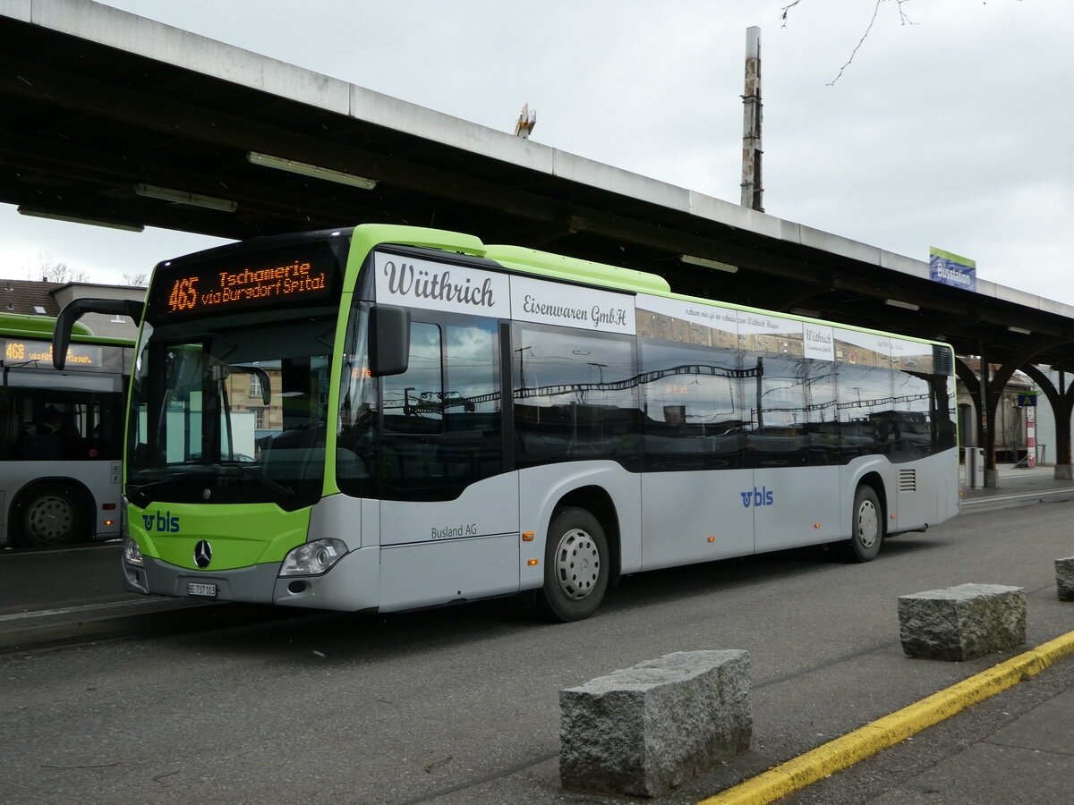 (246'654) - Busland, Burgdorf - Nr. 103/BE 737'103 - Mercedes am 26. Februar 2023 beim Bahnhof Burgdorf