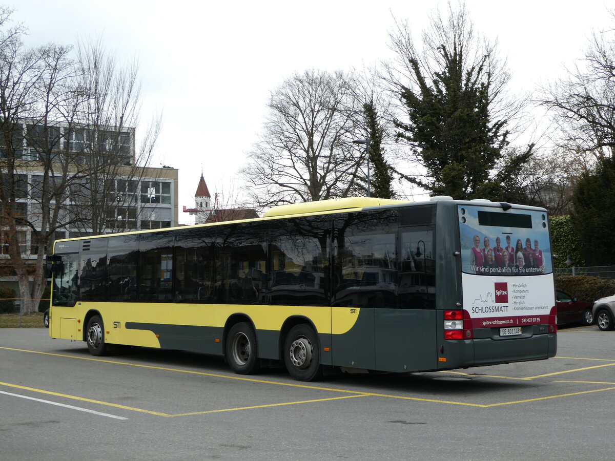 (246'721) - STI Thun - Nr. 148/BE 801'148 - MAN am 27. Februar 2023 bei der Schifflndte Thun