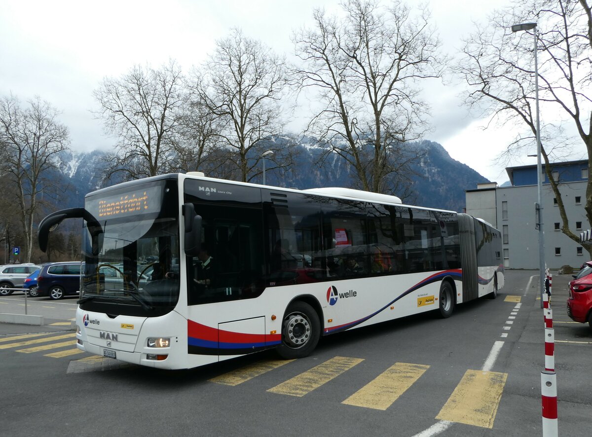 (246'744) - PostAuto Nordschweiz - AG 140'683/PID 5007 - MAN (ex Steffen, Remetschwil Nr. 58) am 27. Februar 2023 beim Bahnhof Interlaken Ost