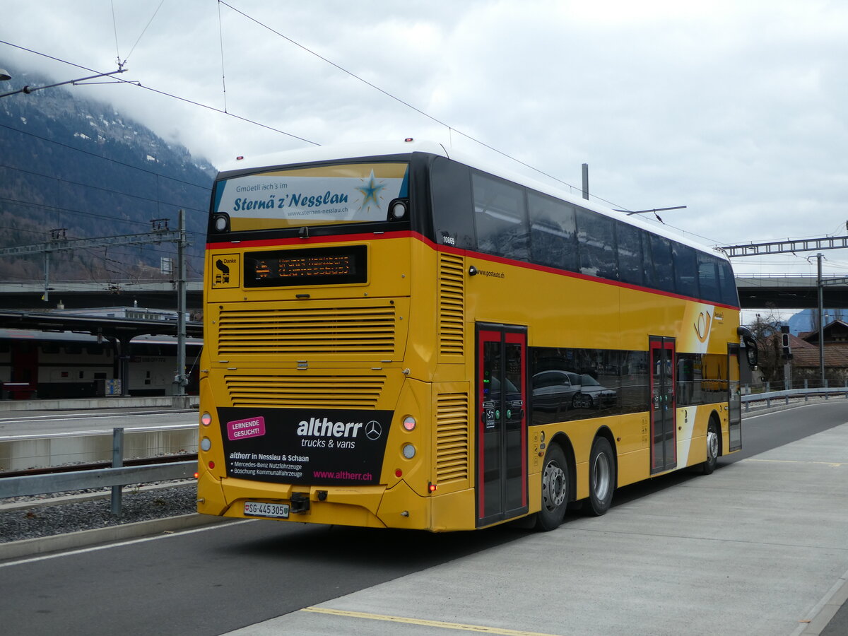 (246'750) - PostAuto Ostschweiz - SG 445'305/PID 10'869 - Alexander Dennis (ex AR 45'267) am 27. Februar 2023 beim Bahnhof Interlaken Ost