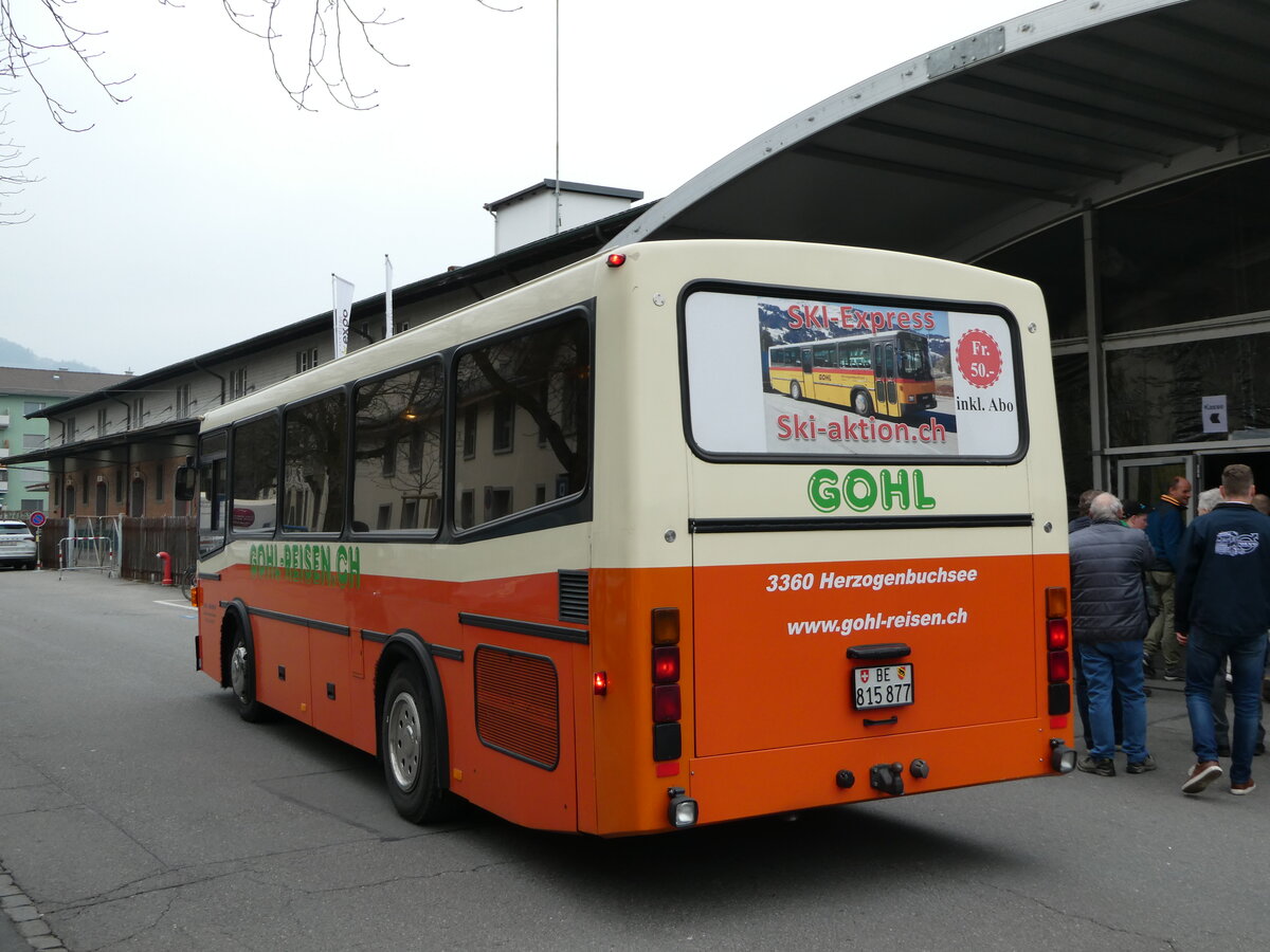 (246'775) - Gohl, Herzogenbuchsee - BE 815'877 - MAN/Lauber (ex AMSA Chiasso Nr. 19; ex Tresch, Amsteg PID 2290) am 2. Mrz 2023 in Thun, Expo