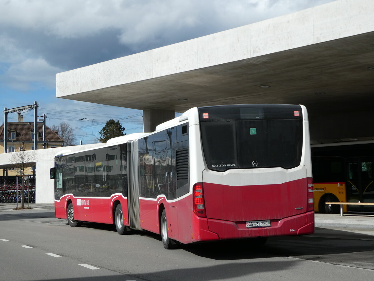 (247'034) - RTB Altstätten - Nr. 924/SG 482'220 - Mercedes (ex Wiener Linien, A-Wien Nr. 8728) am 9. März 2023 beim Bahnhof St. Margrethen