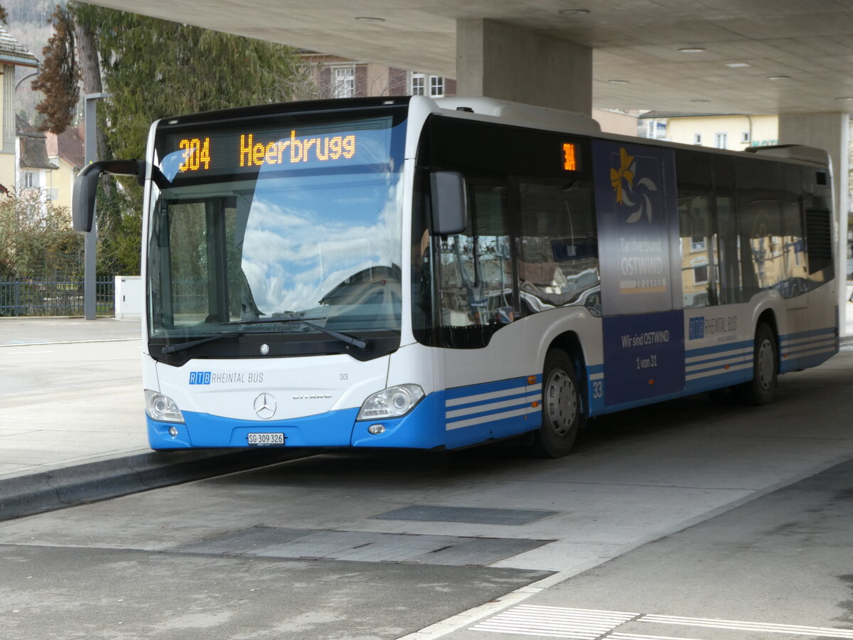 (247'036) - RTB Altstätten - Nr. 33/SG 309'326 - Mercedes am 9. März 2023 beim Bahnhof St. Margrethen