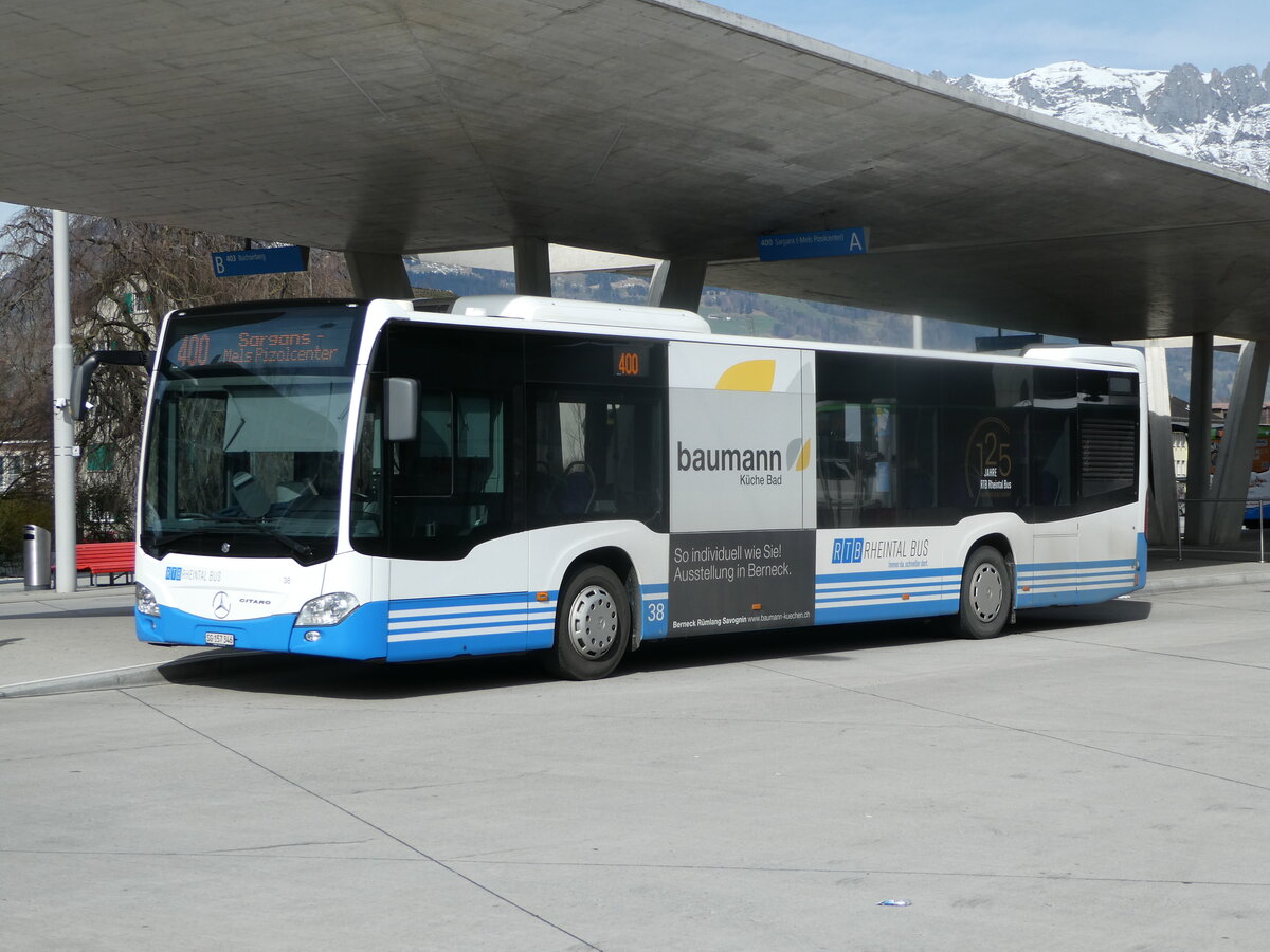 (247'316) - RTB Altsttten - Nr. 38/SG 157'346 - Mercedes am 17. Mrz 2023 beim Bahnhof Buchs