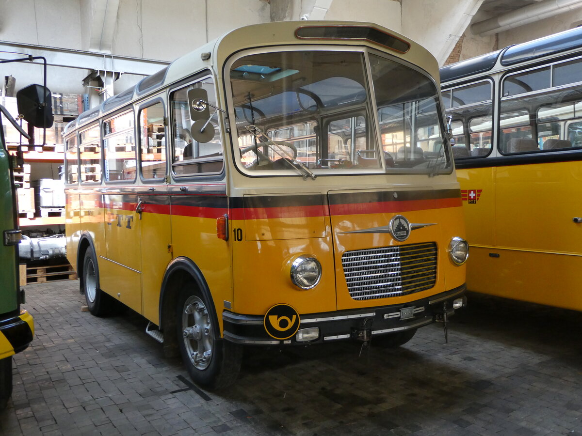 (247'355) - Oldtimer Club Saurer, Arbon - Nr. 10 - Saurer/R&J (ex Geiger, Adelboden Nr. 10) am 17. Mrz 2023 in Arbon, Saurermuseum Depot