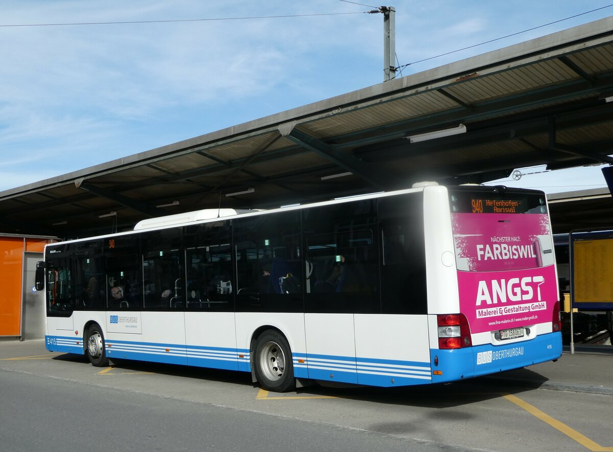 (247'383) - BOTG Amriswil - Nr. 415/TG 158'063 - MAN am 17. Mrz 2023 beim Bahnhof Romanshorn