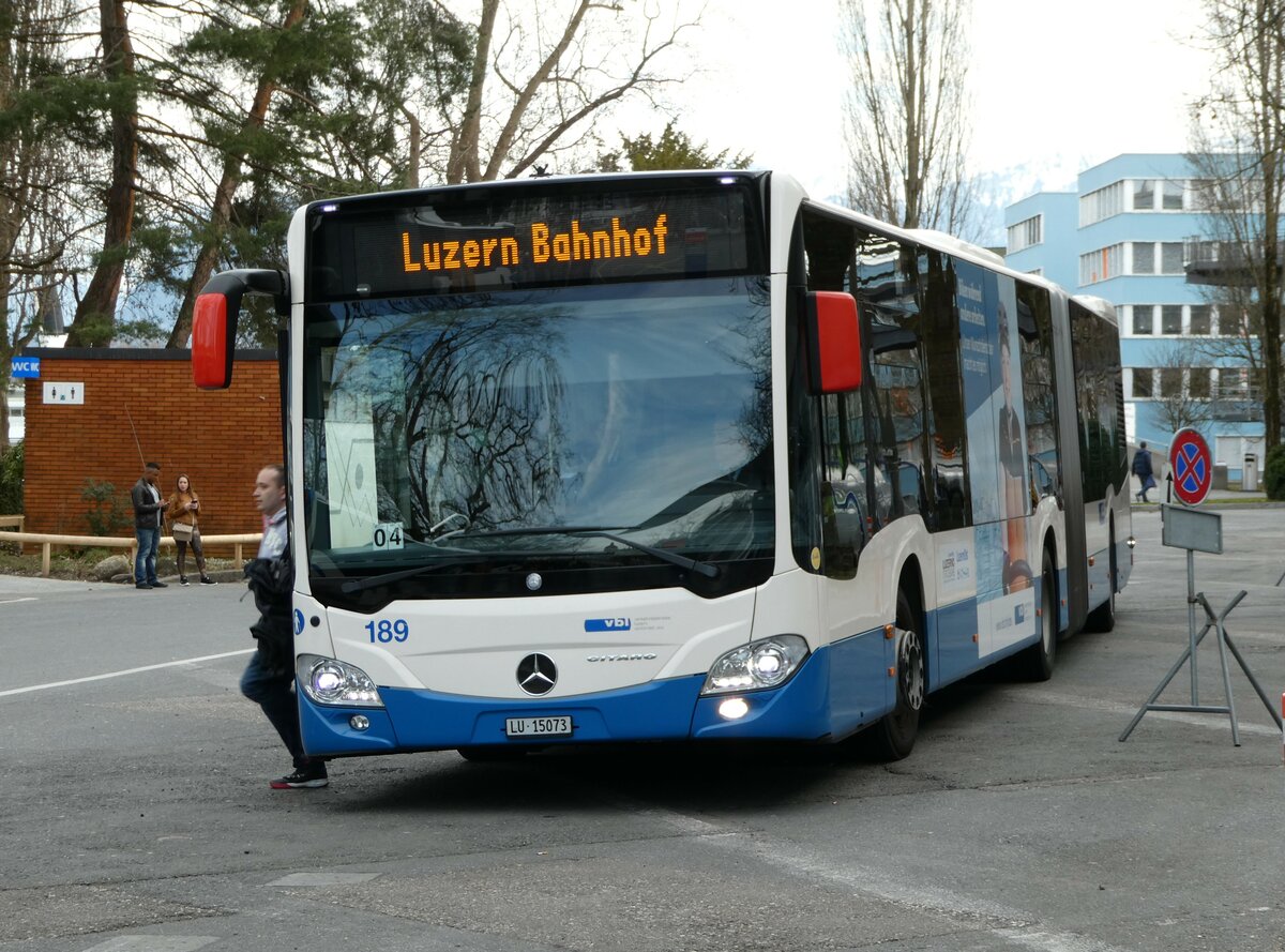 (247'463) - VBL Luzern - Nr. 189/LU 15'073 - Mercedes am 18. Mrz 2023 in Luzern, Inseli-P