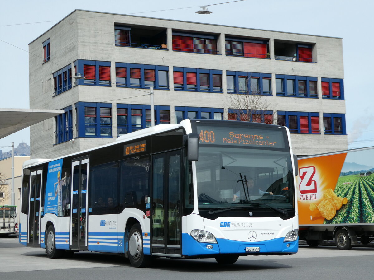 (247'510) - RTB Altsttten - Nr. 39/SG 349'357 - Mercedes am 21. Mrz 2023 beim Bahnhof Buchs