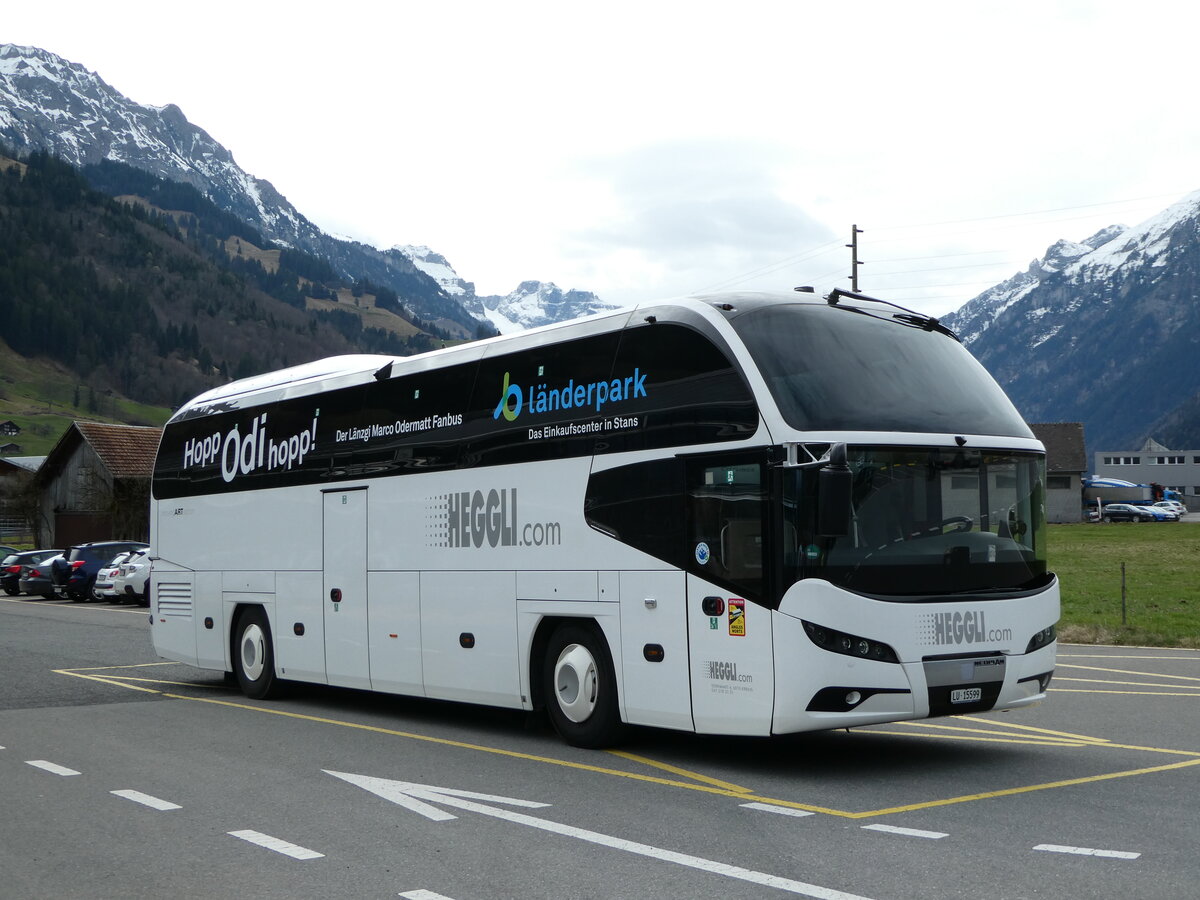 (247'565) - Heggli, Kriens - LU 15'599 - Neoplan am 23. Mrz 2023 in Frutigen, Tropenhaus