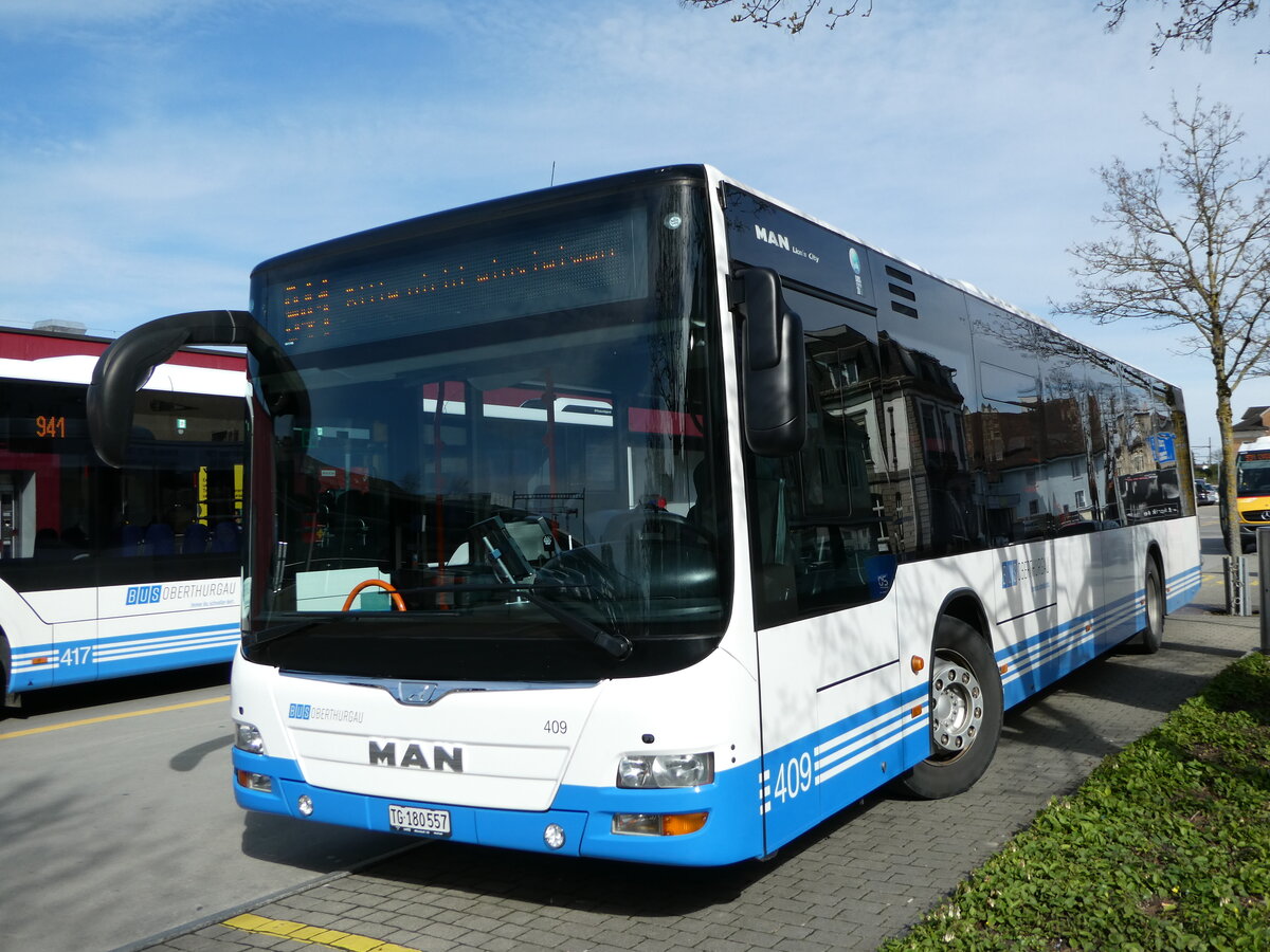 (247'808) - BOTG Amriswil - Nr. 409/TG 180'557 - MAN (ex Nr. 14) am 28. Mrz 2023 beim Bahnhof Amriswil 