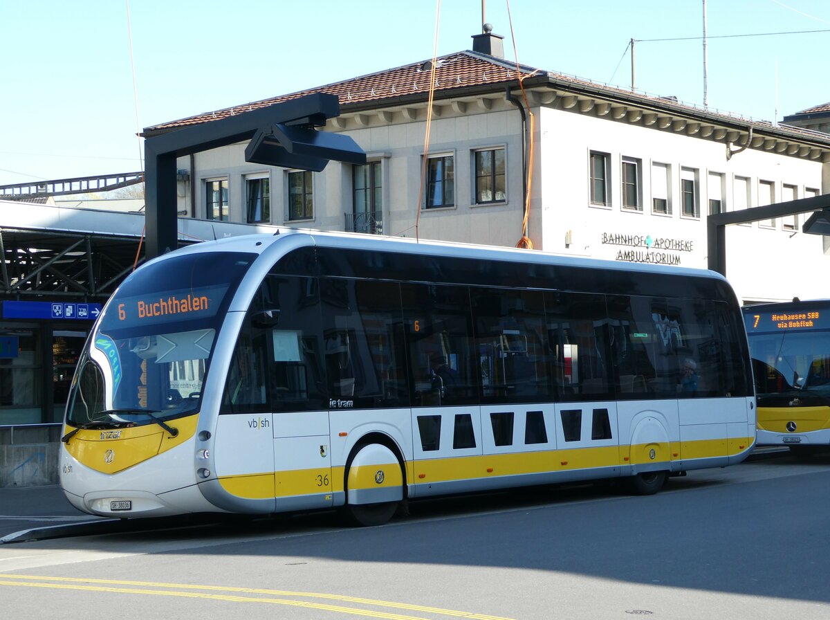 (248'058) - VBSH Schaffhausen - Nr. 36/SH 38'036 - Irizar am 6. April 2023 beim Bahnhof Schaffhausen