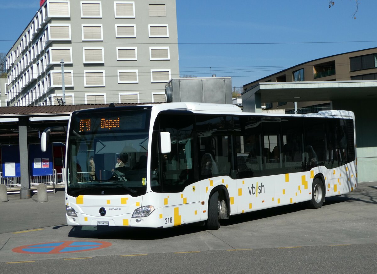 (248'086) - VBSH Schaffhausen - Nr. 218/SH 54'318 - Mercedes (ex SB Schaffhausen Nr. 18) am 6. April 2023 beim Bahnhof Schaffhausen