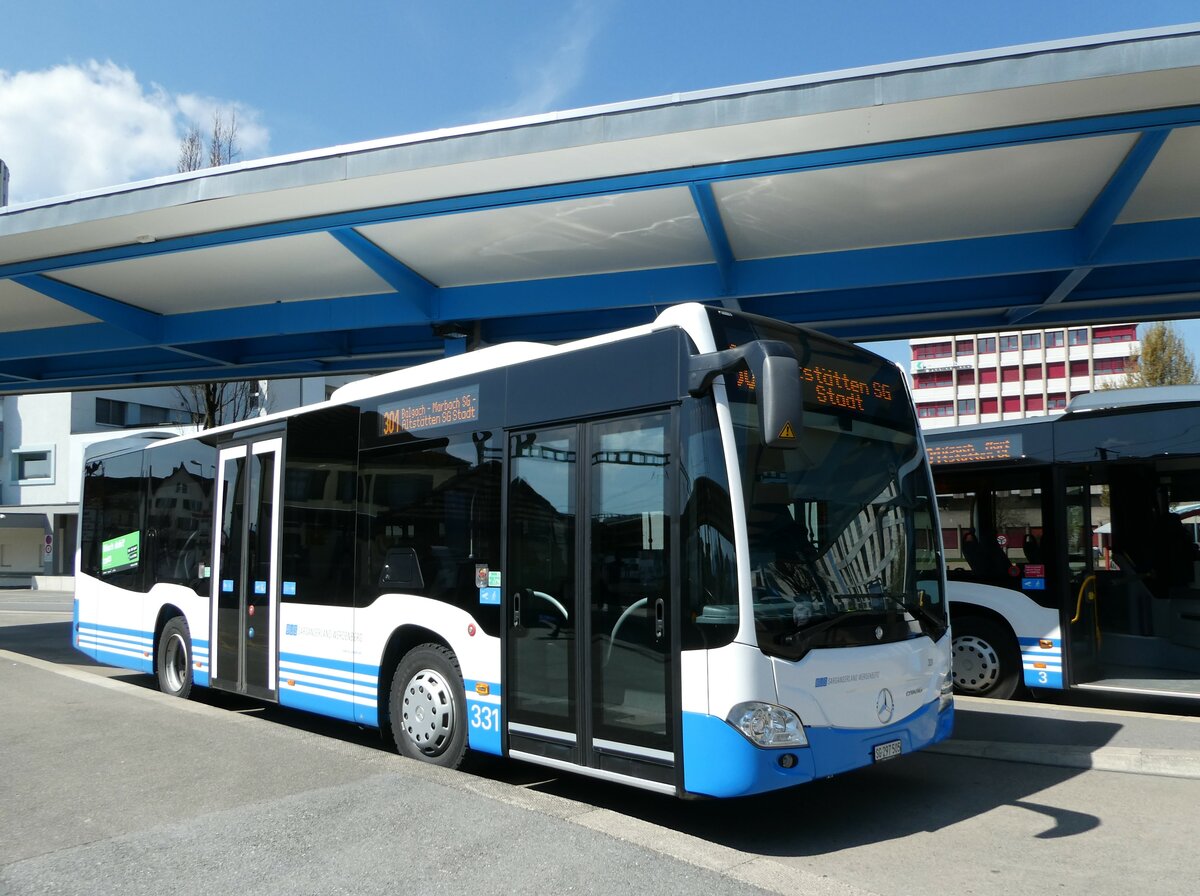 (248'104) - BSW Sargans - Nr. 331/SG 297'505 - Mercedes am 6. April 2023 beim Bahnhof Heerbrugg