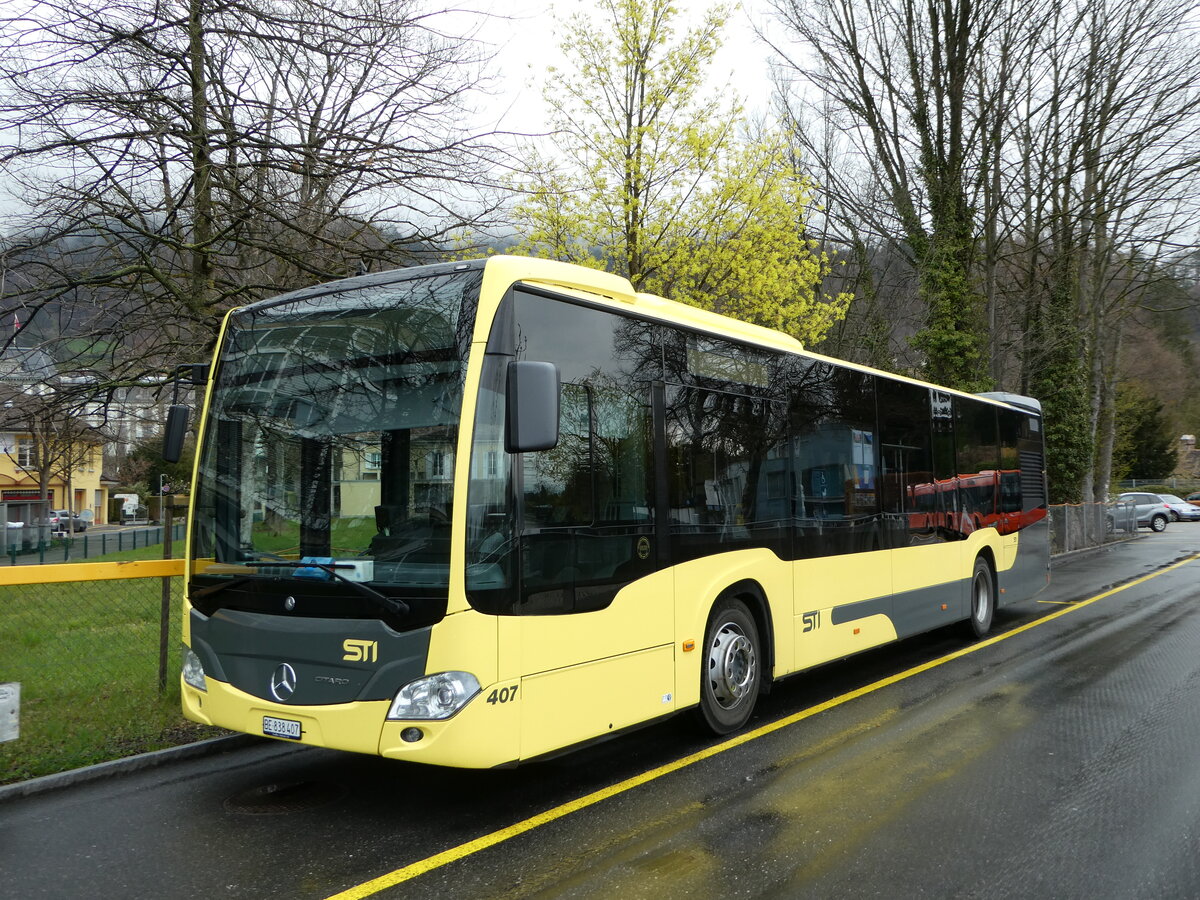 (248'145) - STI Thun - Nr. 407/BE 838'407 - Mercedes am 7. April 2023 bei der Schifflndte Thun