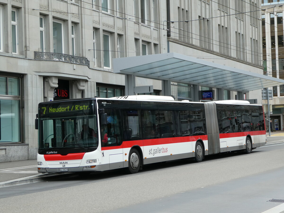 (248'401) - St. Gallerbus, St. Gallen - Nr. 279/SG 198'279 - MAN am 13. April 2023 beim Bahnhof St. Gallen