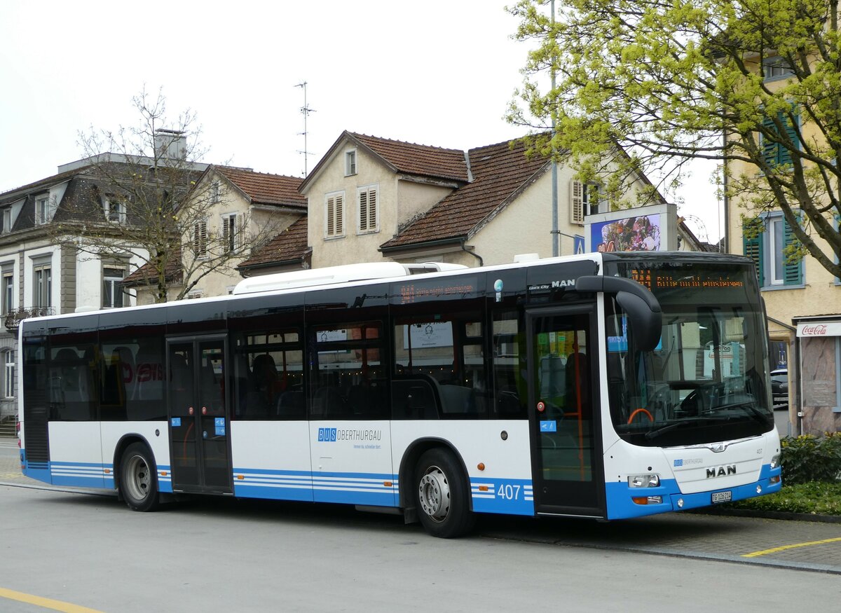 (248'531) - BOTG Amriswil - Nr. 407/TG 126'214 - MAN (ex Nr. 4) am 13. April 2023 beim Bahnhof Amriswil