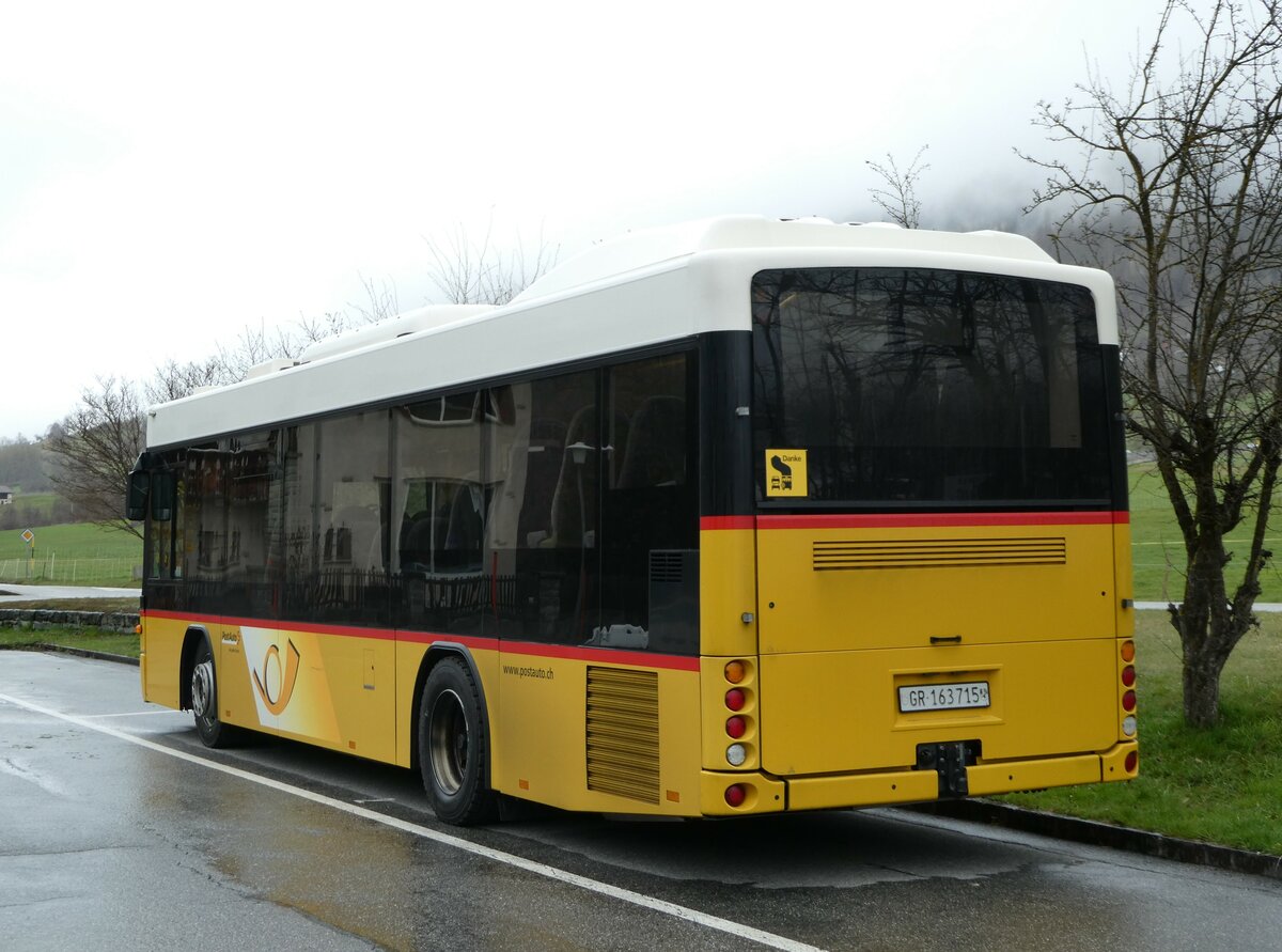 (248'670) - Gaudenz, Andeer - GR 163'715/PID 4804 - Scania/Hess (ex Stutz, Jonen; ex PostAuto Bern; ex AVG Meiringen Nr. 67; ex AVG Meiringen Nr. 76; ex Steiner, Messen) am 16. April 2023 in Andeer, Parkplatz