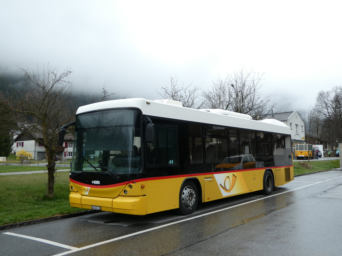 (248'671) - Gaudenz, Andeer - GR 163'715/PID 4804 - Scania/Hess (ex Stutz, Jonen; ex PostAuto Bern; ex AVG Meiringen Nr. 67; ex AVG Meiringen Nr. 76; ex Steiner, Messen) am 16. April 2023 in Andeer, Parkplatz