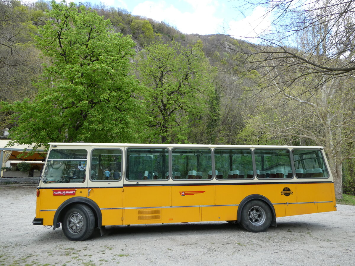 (248'725) - Wittwer, Chur - GR 16'004 - FBW/Gangloff (ex Eggenberger, Mriken; ex AVG Grindelwald Nr. 11; ex P 24'170) am 16. April 2023 in San Vittore, Grotto Matafontana