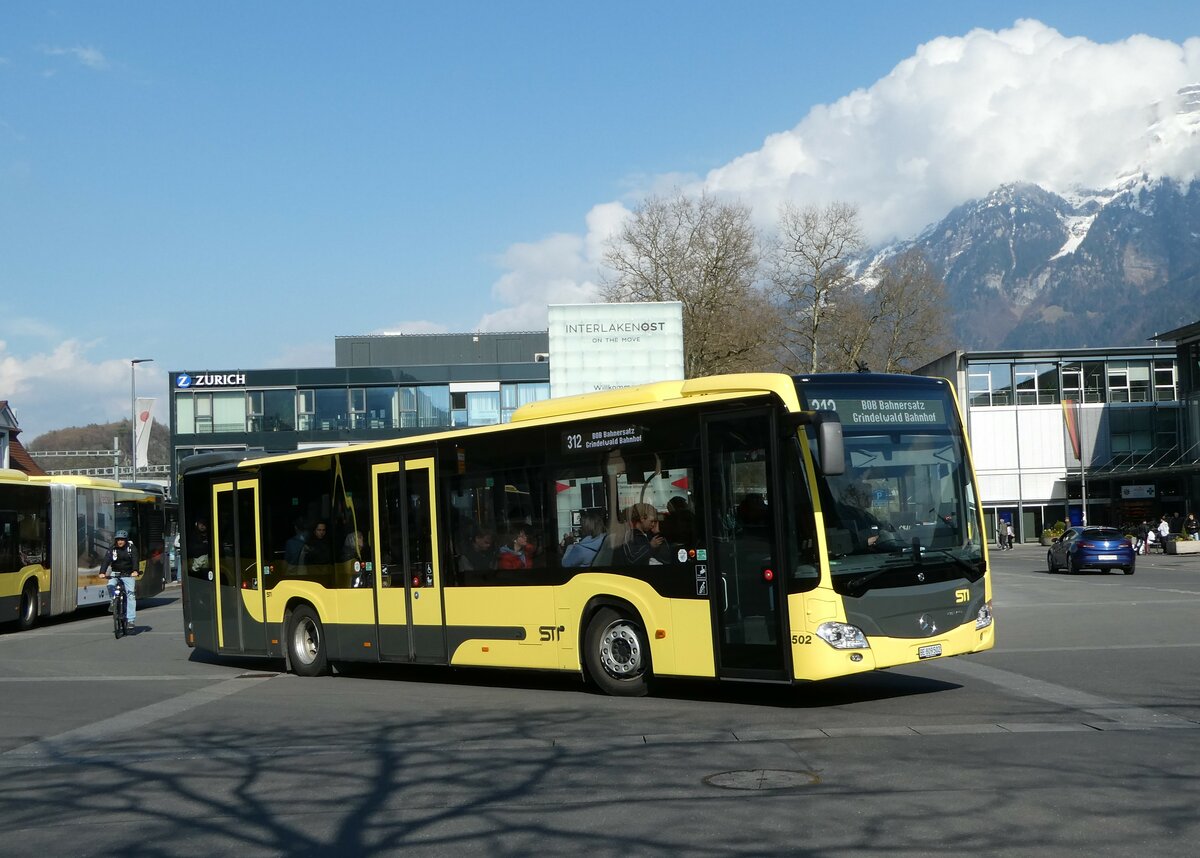 (248'916) - STI Thun - Nr. 502/BE 809'502 - Mercedes am 19. April 2023 beim Bahnhof Interlaken Ost