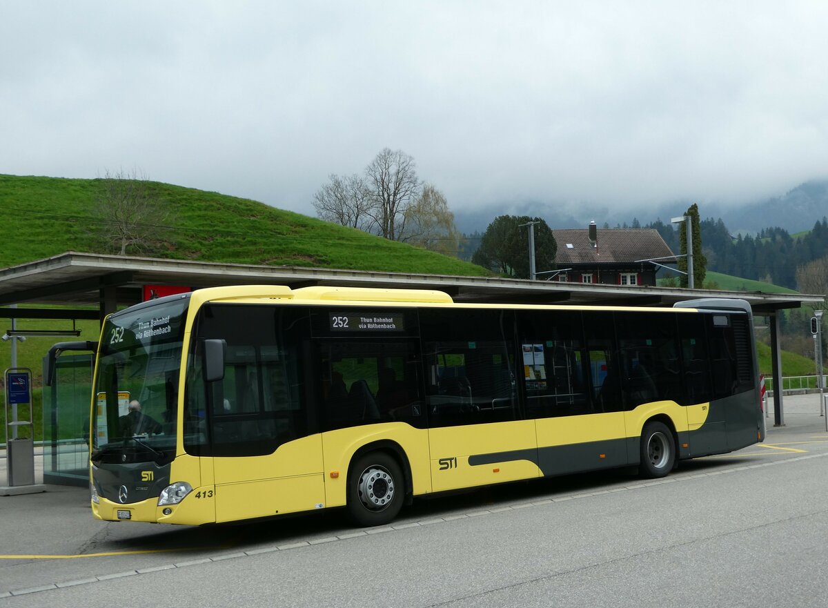 (249'333) - STI Thun - Nr. 413/BE 851'413 - Mercedes am 30. April 2023 beim Bahnhof Escholzmatt