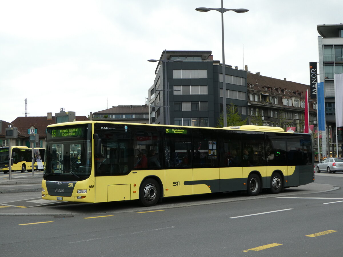 (249'341) - STI Thun - Nr. 159/BE 752'159 - MAN am 30. April 2023 beim Bahnhof Thun