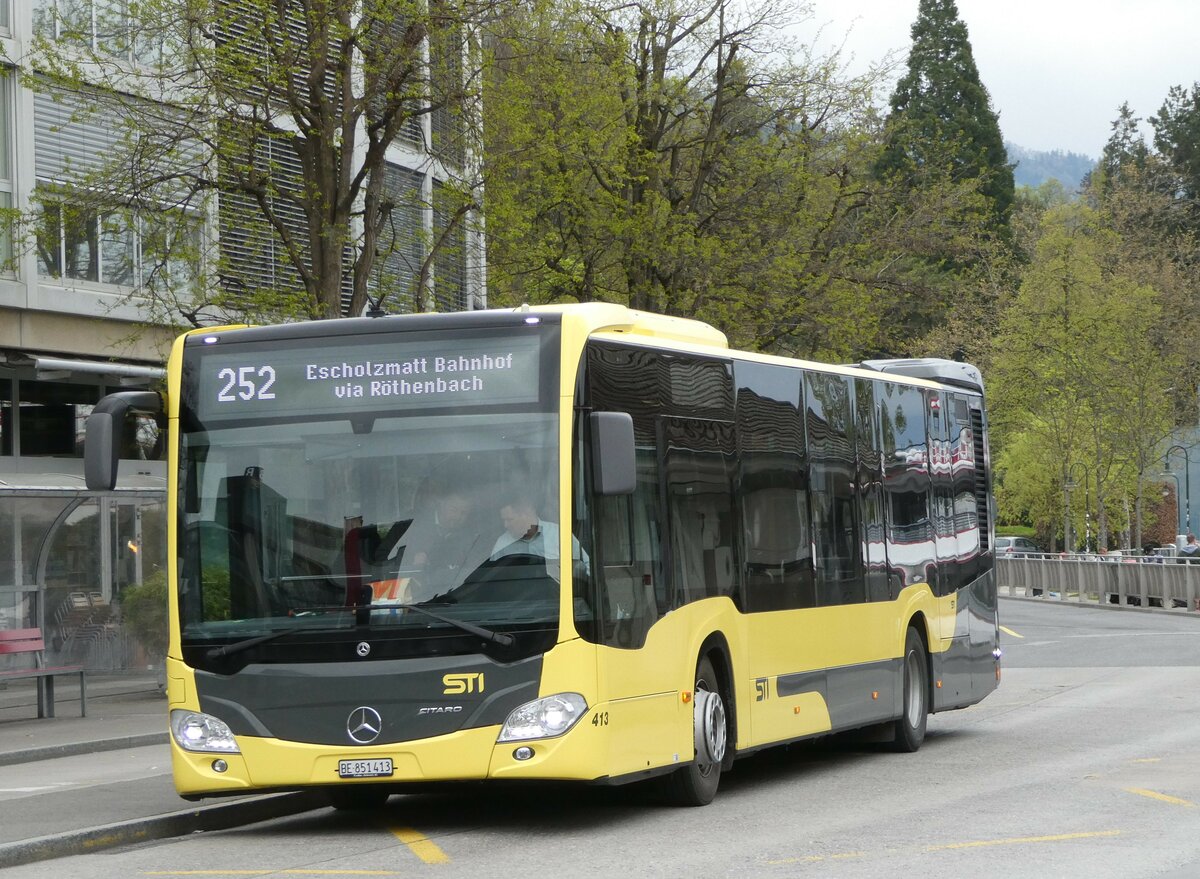 (249'343) - STI Thun - Nr. 413/BE 851'413 - Mercedes am 30. April 2023 beim Bahnhof Thun