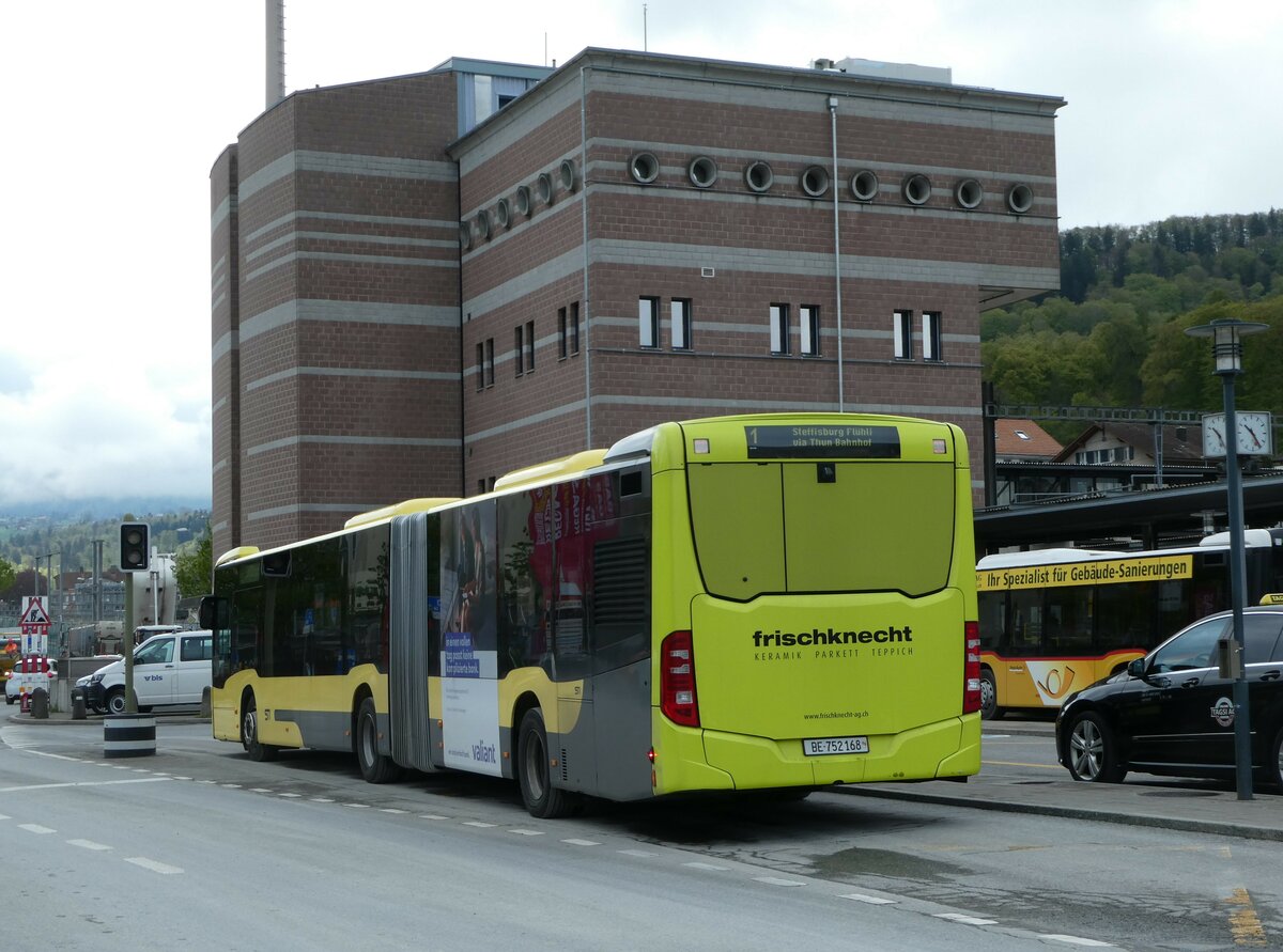 (249'370) - STI Thun - Nr. 168/BE 752'168 - Mercedes am 2. Mai 2023 beim Bahnhof Spiez