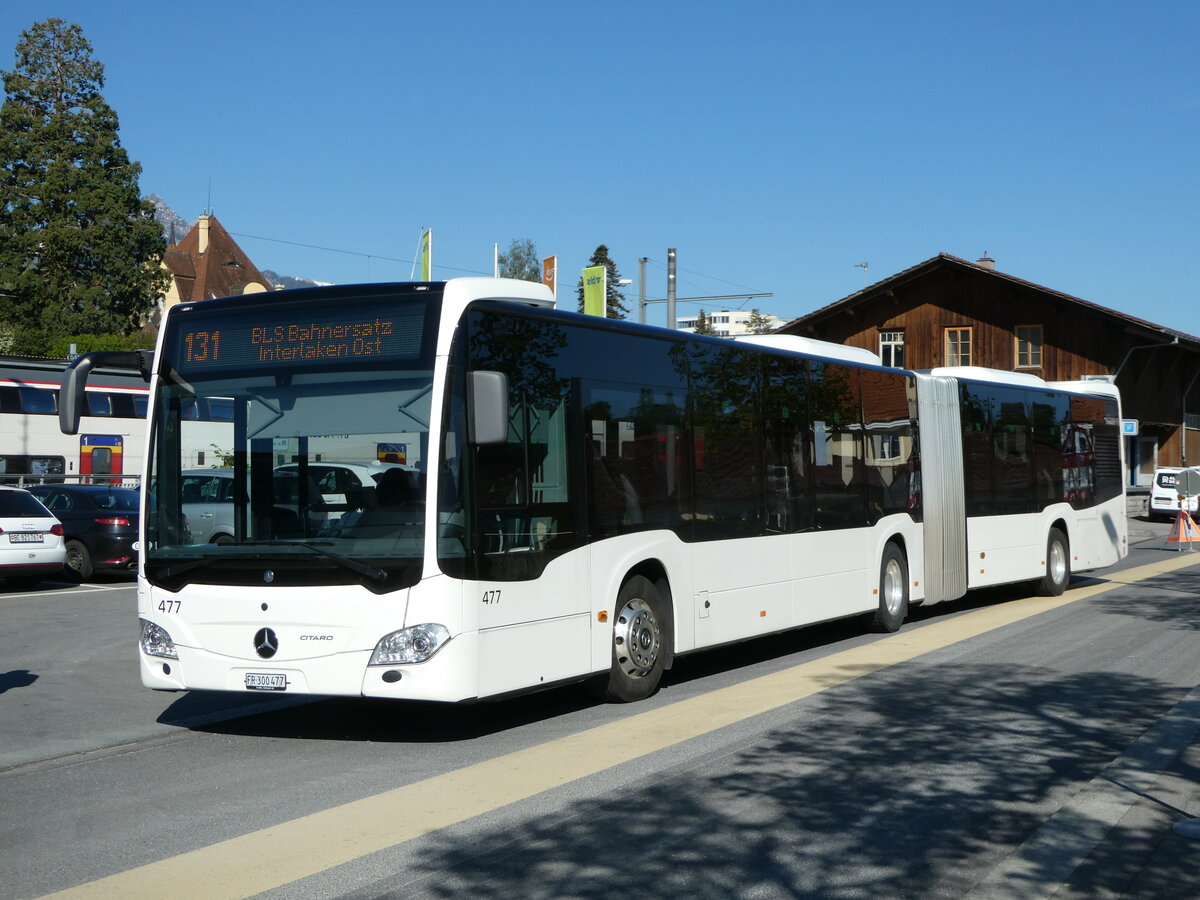 (249'460) - Intertours, Domdidier - Nr. 477/FR 300'477 - Mercedes (ex Nr. 202) am 3. Mai 2023 beim Bahnhof Spiez