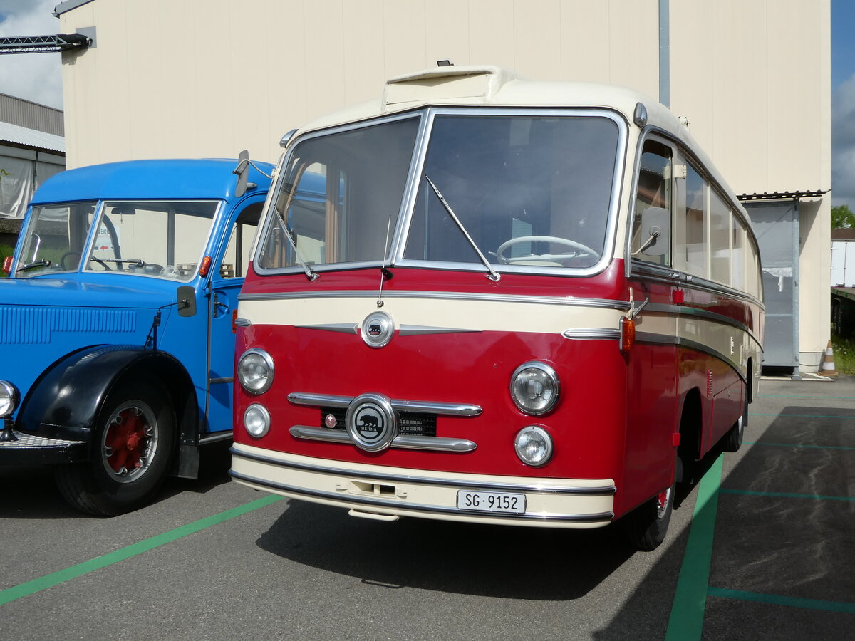 (249'728) - Sutter, Gossau - SG 9152 - Berna/R&J (ex Guggenbhl, Brissago; ex VB Biel Nr. 110; ex VB Biel Nr. 10) am 6. Mai 2023 in Attikon, Wegmller