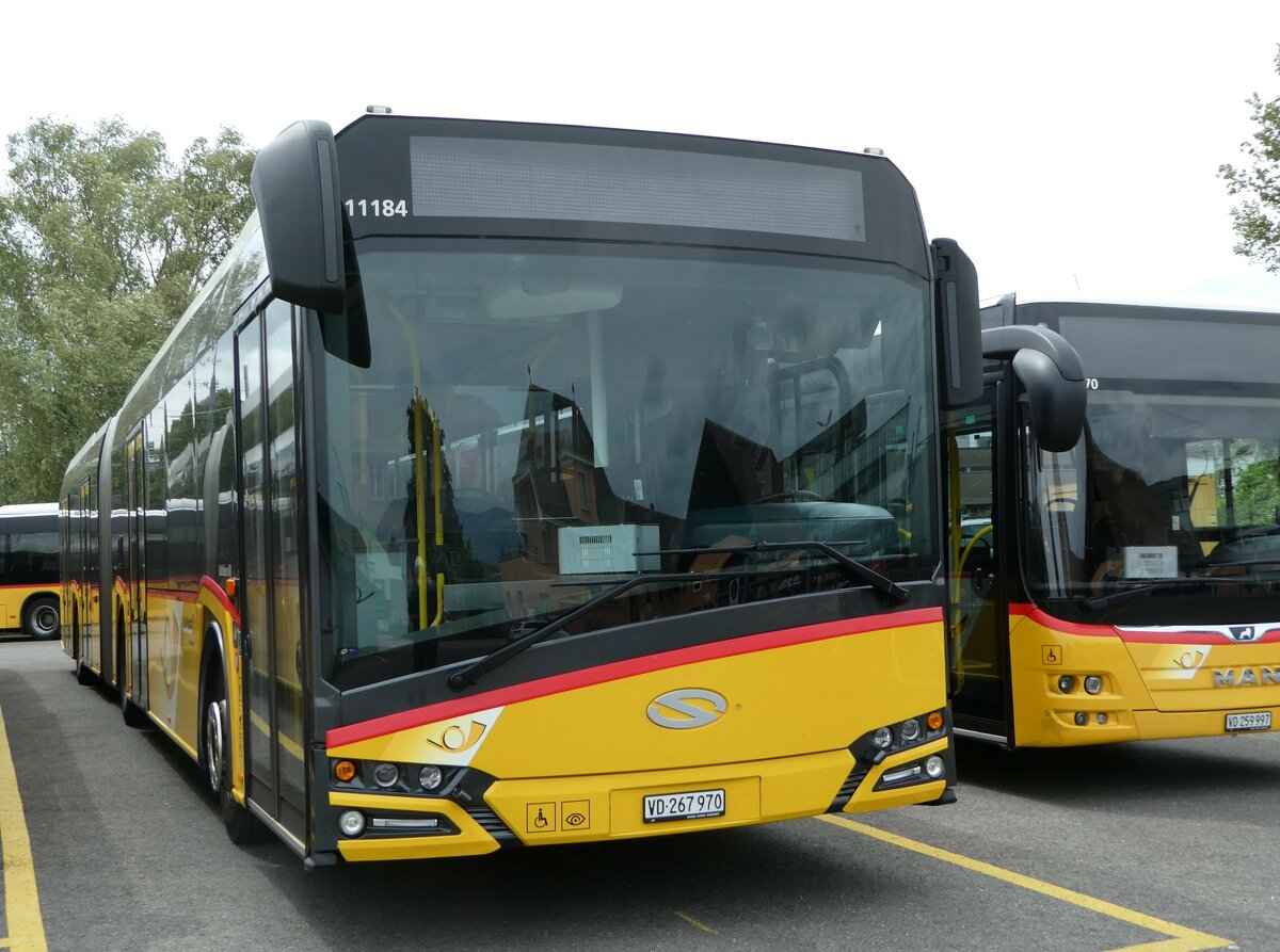 (250'185) - CarPostal Ouest - VD 267'970/PID 11'184 - Solaris am 18. Mai 2023 in Yverdon, Garage