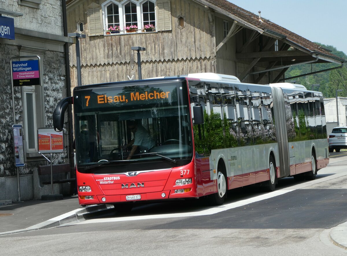 (250'324) - SW Winterthur - Nr. 377/ZH 440'377 - MAN am 21. Mai 2023 beim Bahnhof Winterthur Wlflingen