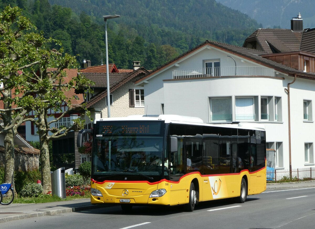 (250'642) - PostAuto Zentralschweiz - Nr. 508/NW 5150/PID 10'806 - Mercedes (ex Nr. 58; ex Nr. 14; ex Thepra, Stans Nr. 14) am 27. Mai 2023 beim Bahnhof Sarnen