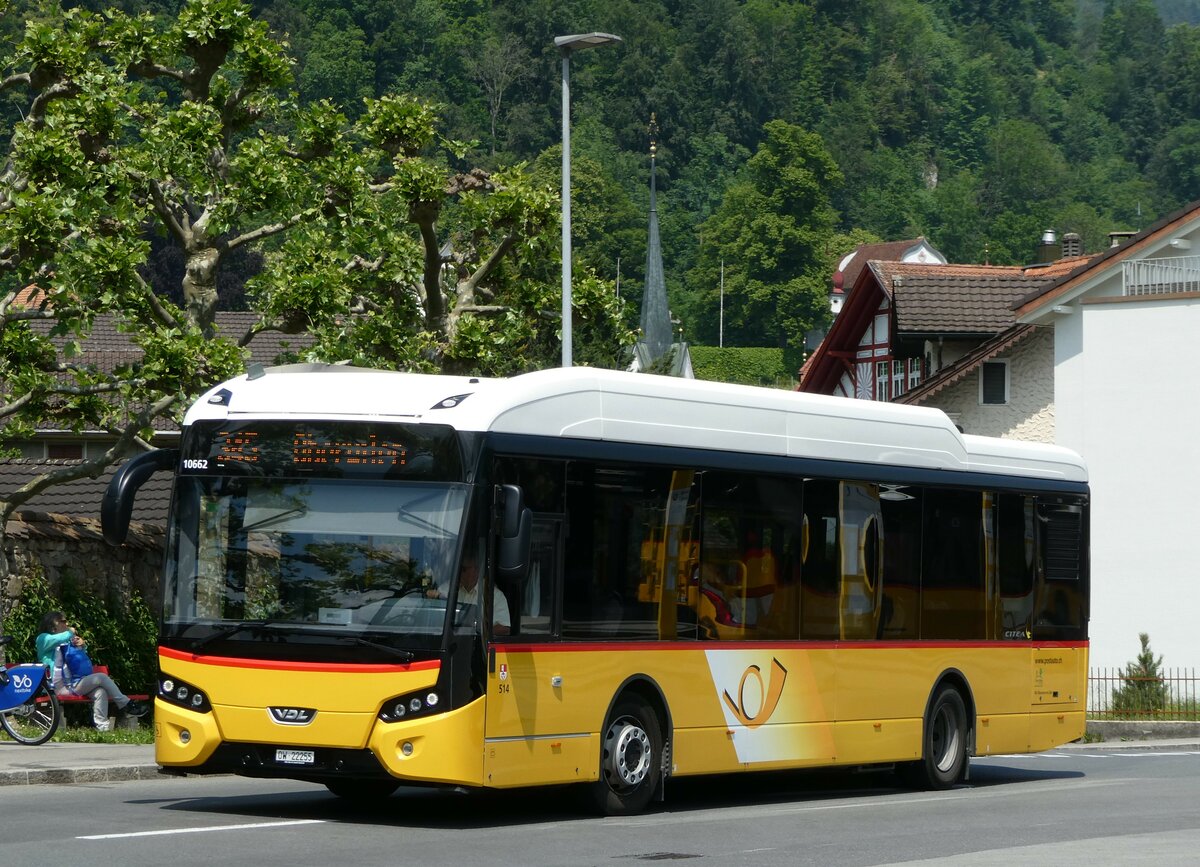 (250'856) - PostAuto Zentralschweiz - Nr. 514/OW 22'255/PID 10'662 - VDL (ex Nr. 14) am 1. Juni 2023 beim Bahnhof Sarnen