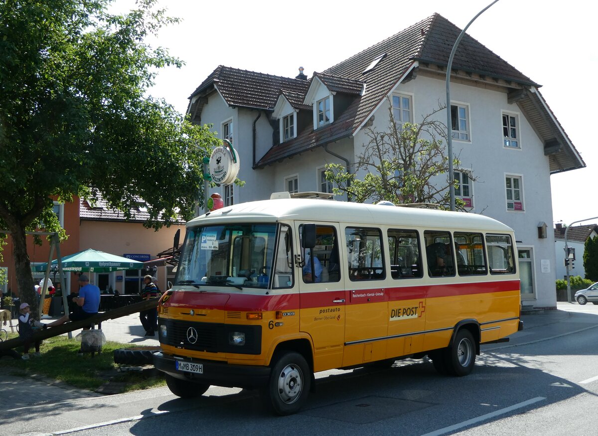 (250'908) - Hahn, Mnchen - Nr. 6/M-MB 309H - Mercedes (ex Mller, CH-Ennetmoos Nr. 6; ex Portenier, CH-Adelboden Nr. 6/PID 492; ex Geiger, CH-Adelboden Nr. 6) am 3. Juni 2023 in Essenbach, Eiscaf Riviera