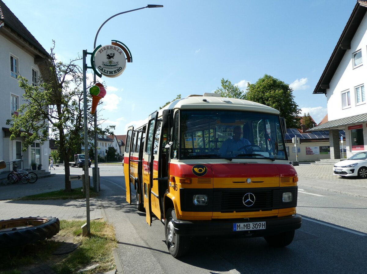 (250'909) - Hahn, Mnchen - Nr. 6/M-MB 309H - Mercedes (ex Mller, CH-Ennetmoos Nr. 6; ex Portenier, CH-Adelboden Nr. 6/PID 492; ex Geiger, CH-Adelboden Nr. 6) am 3. Juni 2023 in Essenbach, Eiscaf Riviera