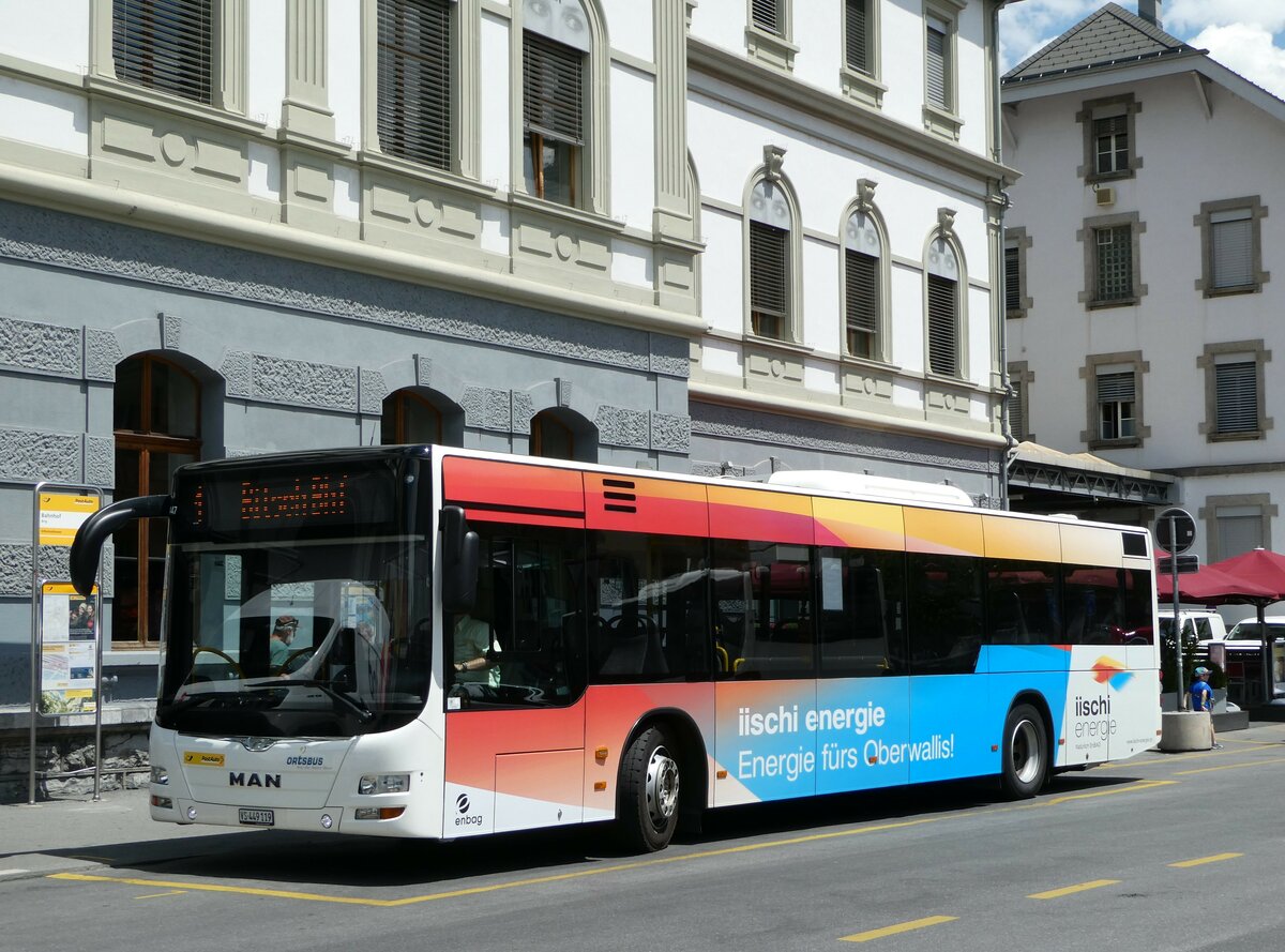 (251'234) - PostAuto Wallis - VS 449'119/PID 10'447 - MAN am 9. Juni 2023 beim Bahnhof Brig