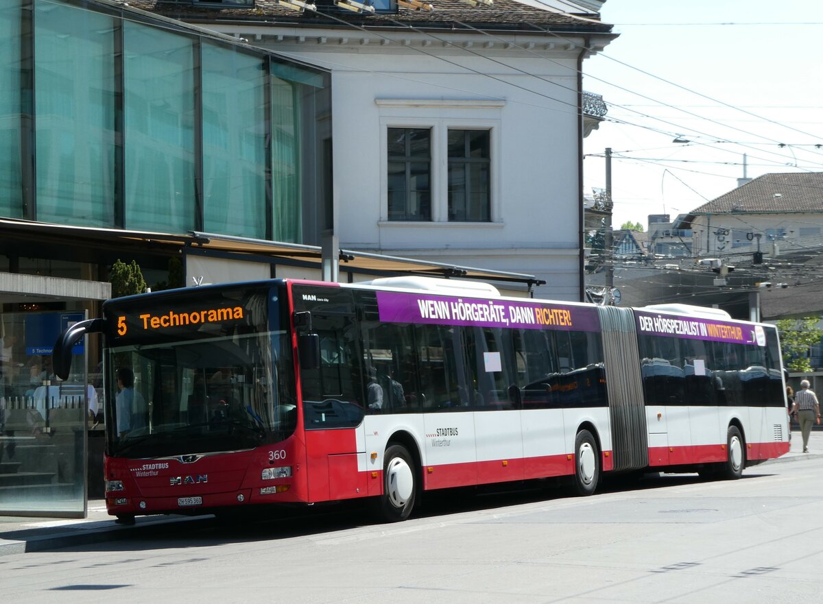 (251'486) - SW Winterthur - Nr. 360/ZH 595'360 - MAN am 13. Juni 2023 beim Hauptbahnhof Winterthur