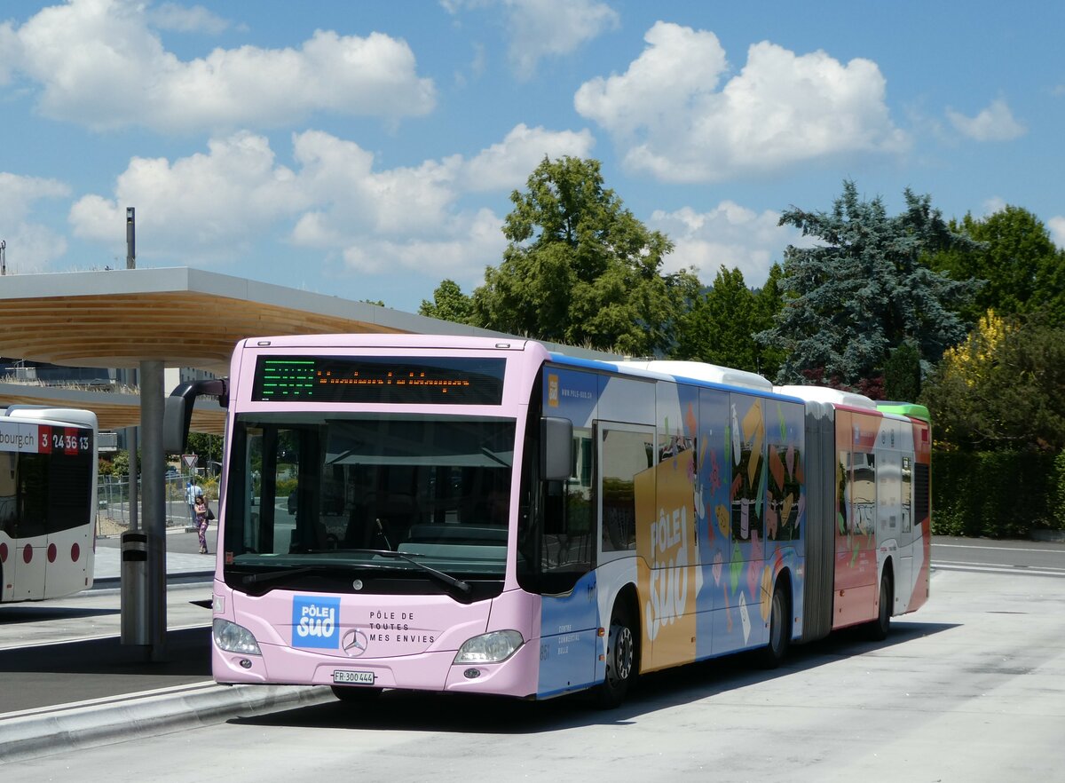 (251'544) - TPF Fribourg - Nr. 851/FR 300'444 - Mercedes am 15. Juni 2023 beim Bahnhof Bulle