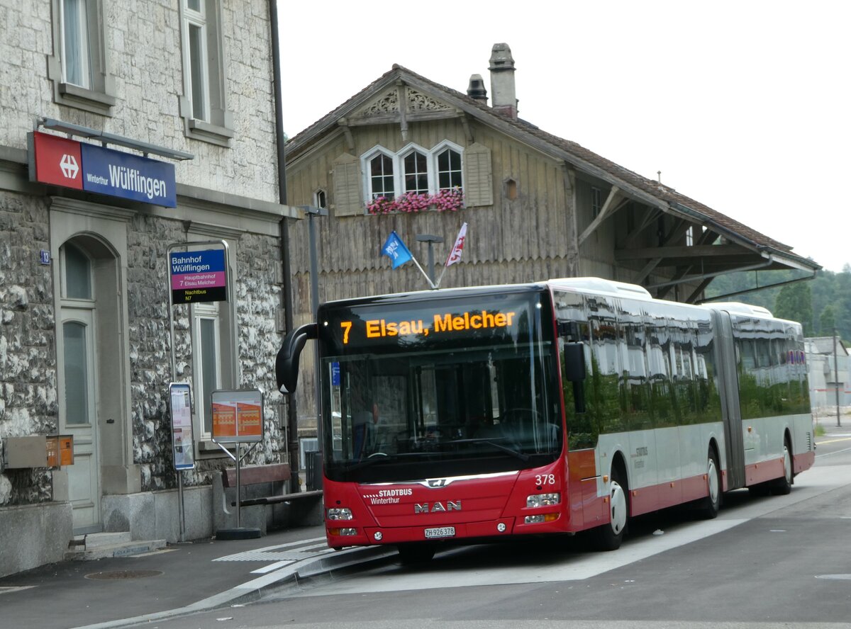 (252'268) - SW Winterthur - Nr. 378/ZH 926'378 - MAN am 2. Juli 2023 beim Bahnhof Winterthur Wlflingen